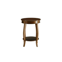 Wooden Round Top Side Table with 1 Bottom Shelf, Pedestal Table End Table Sofa Table Nightstand with Stylized Legs for Living Room, Bedroom and Office, 18"Dia x 24"H, Walnut