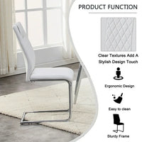 Dining Chairs Set of 4, Modern Dining Chairs with Faux Leather Padded Seat Upholstered High Back Diner Chair with Metal Legs for Kitchen, Living, Bedroom, Dining Room Armless Side Chair, White