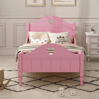 Twin Size Toddler Bed, Wood Twin Bed for Girls, Twin Size Bed Frame with Headboard and Footboard for Kids, Toddler Girls (Light Pink)
