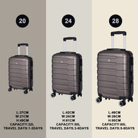 3 Piece Luggage Sets, Expandable ABS+PC Hardside Luggage with Spinner Wheels, Lightweight Durable Carry on Luggage Suitcase with TSA Lock for Women Men, 20"/24"/28" (Brown)