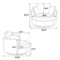 360 Degree Swivel Accent Barrel Chair, Swivel Round Sofa With 3 Pillows, Modern Oversized Arm Chair Cozy Club Chair for Bedroom Living Room Lounge Hotel, Easy to Clean Chenille Fabric, Gray