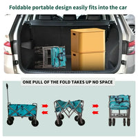 Collapsible Folding Utility Wagon Cart with Storage Bag and Anti-Steel Frame, Portable Hand Cart with Rolling Wheels and Ergonomic Handle, Utility Pull Cart Grocery Sport Cart for Outdoor