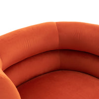 Velvet Barrel Chair, Upholstered Club Chair with Ottoman, Golden Legs, and Round Armrest, Accent Chair for Living Room, Bedroom, Weight Capacity 500 Pounds, Orange