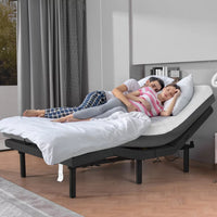 Queen Size Adjustable Bed Frame Full with Massage, Adjustable Bed Base with Dual USB Ports, Head and Foot Incline with Wireless Remote Control, Anti Snore