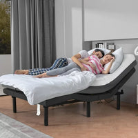 Queen Size Adjustable Bed Frame Full with Massage, Adjustable Bed Base with Dual USB Ports, Head and Foot Incline with Wireless Remote Control, Anti Snore