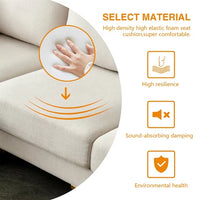 L-Shaped Sectional Sofa with Movable Ottaman, Sectional Couch with Reversible Chaise, Modern Upholstered Accent Sofa with 2 Pillows and Gold Metal Legs for Living Room Bedroom Apartment, Beige