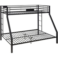 Twin XL Over Queen Bunk Bed,Heavy Duty Metal Bunk Bed Frame with Safety Guardrail and 2 Built-in Ladder,Metal Bunk Bed for Kids Teens Adults Bedroom,Black