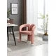 Modern Velvet Dining Chairs Set of 2, Upholstered Barrel Side Chairs Kitchen Armchair Accent Dining Chair, Comfy Vanity Chairs with Open-Back and 3 Legs, for Living Room/Dining Room/Bedroom, Pink