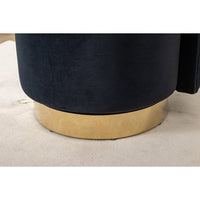 25.2'' Wide Swivel Accent Barrel Chair with Pillow, Curved Tufted Back Upholstered Armchair with Gold Metal Base, Modern Vanity Stool, For Living Room, Bedroom, Hotel, Black