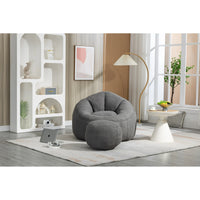 Bean Bag Chair with Ottoman,High Pressure Foam Bean Bag Chair for Adult,Lazy Sofa Chair with Padded Foam Padding,Comfortable Accent Chair for Living Room Bedroom Apartment,Grey