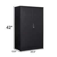 Metal Storage Cabinet, Storage Cabinet with Locking Doors and 2 Adjustable Shelves, Folding Filing Storage Cabinet, Freestanding Storage Locker Cabinet for Home Office,School,Garage, Black