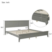 Modern Solid Wood King Size Platform Bed with Headboard/Footboard, Wood Bed Frame Wood Slat Support, Deluxe Wood Platform Bed Frame, No Box Spring Needed, for Adults, Teens, Gray