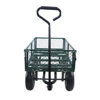 Metal Wagon Cart, Collapsible Metal Wagon with Movable Mesh Sides and Wheels, Heavy Duty 350Lbs Capacity Garden Cart Utility Wagon with Handle for Grocery Camping Shopping Sports, Green