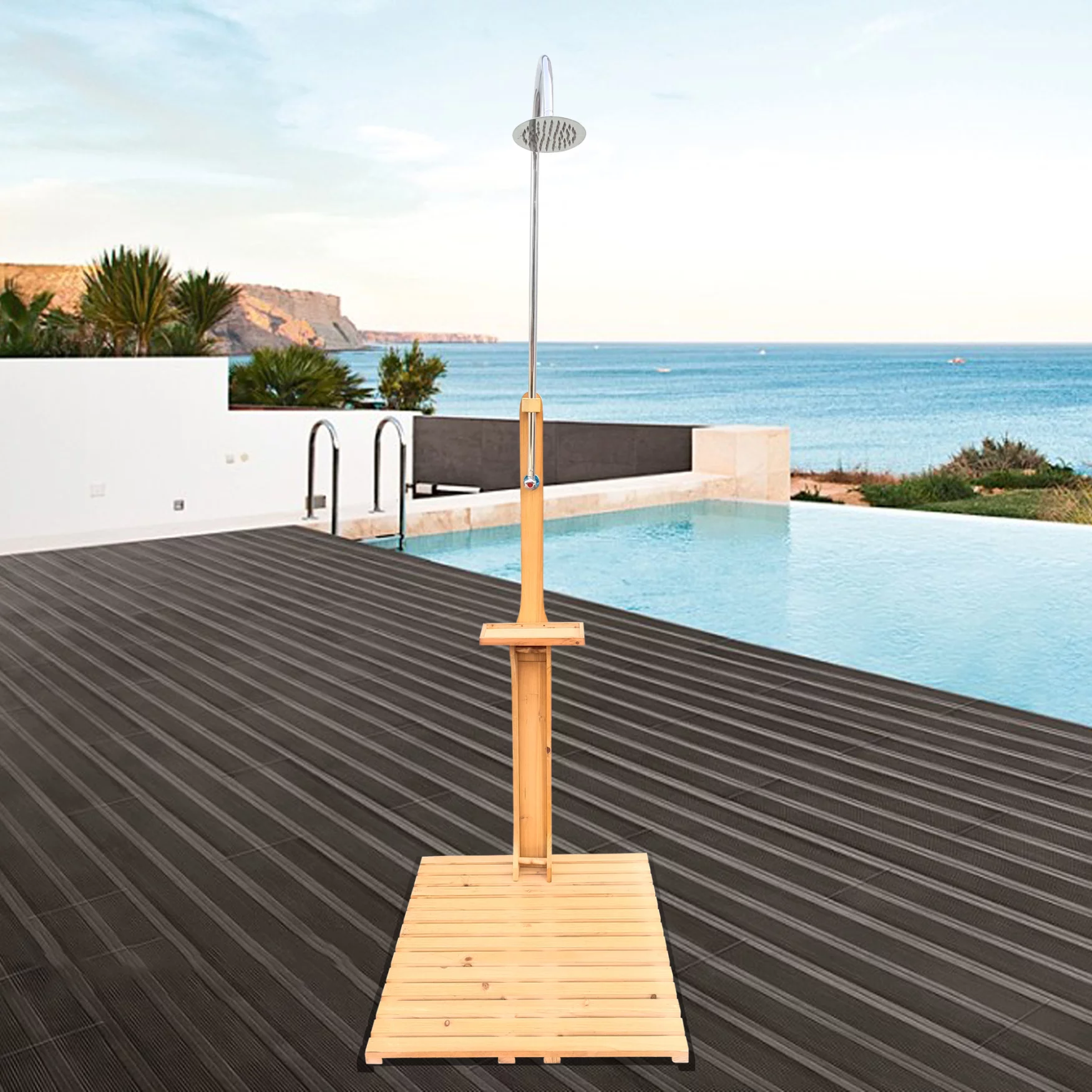 https://www.walmart.com/ip/Outdoor-Shower-Portable-Pool-Shower-Station-Fixture-Chassis-Board-Storage-Shelf-Pressure-Adjustable-Freestanding-Outside-Kit-Patio-Swimming-Garden-Ba/2920205432