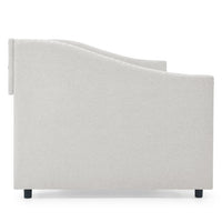 Full Size Daybed with 2 Drawers, Upholstered Tufted Sofa Bed Frame with Wood Slats Support & Button Back & Copper Nailed Armrests, for Bedroom, Living Room, No Box Spring Needed, Beige