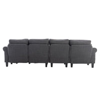 108.66'' Convertible Sectional Sofa Couch, U-Shaped Wide Reversible Couch Accent Sofa with Solid Wood Legs, Upholstered Accent Sofa Couches Wide Chaise Lounge for Living Room, Charcoal Grey