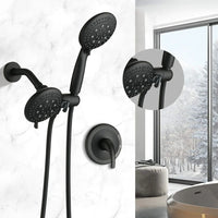 Shower Tub Kit, Tub and Shower Faucet Set（Valve Included) with 35-Mode 2 in 1 Handheld and Rain Shower Head System, Single-Handle Tub and Shower Trim Kit, Matte Black