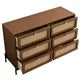 Modern Rattan Wood Closet 6-Drawer Dresser,Free Standing Buffet Storage and Sideboard Buffet Cabinet,Wood Storage Cabinet Sideboard for Bedroom,Living Room,Entryway,Hallway, Walnut