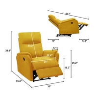 Single Sofa Chair,Upholstered Recliner Chair With USB Charge Port and Extending Footrest,Fabric Recliner Sofa For Living Room, Bed Room,Office,Yellow