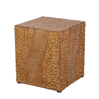 Concrete Stool End Table, Outdoor Faux Wood Stump Side Table Coffee Table, Narrow Side Table, End Table Accent Table for Living Room Bedroom Patio Home Decor, Yellow Brown