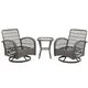 Outdoor Swivel Rocker Patio Chairs Set of 2 and Matching Glass Top Side Table, 3 Piece Wicker Patio Bistro Set with Premium Fabric Cushions for Patio, Porch, Garden, Balcony, Navy Blue