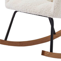 Nursery Rocking Chair with Ottoman for Mom and Baby, Upholstered Rocker Glider Chair with High Backrest, Boucle Fabric Armchair Leisure Sofa Chair for Bedroom Living Room Office, Beige