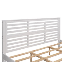 Platform Bed Frame with Headboard and Footboard, Wood Slat Support, King Size Horizontal Strip Hollow Shape Bed Frame, No Box Spring Needed,White