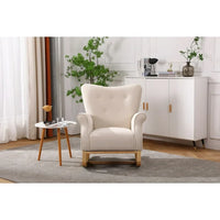 Modern Rocking Chair, Upholstered Accent Chair with Padded Seat,Small Contemporary Rocker for Nursery, Playroom, Bedroom and Living Room,Kids Cushioned Arm Chair,Beige