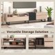 Modern TV Stand for TVs up to 80 Inch, Entertainment Center TV Console Table with Double Storage Space and Drop Down Door for Living Room, Bedroom,Home Theatre,Natural Wood