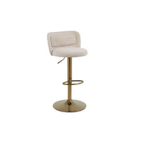 Swivel Velvet Bar Stools Set of 2, Counter Height Adjustable Barstools, Armless Kitchen Bar Chairs with Back and Footrest Gold Metal Base, for Home Bar Restaurant Dining Room, Beige