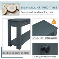 Extra Long Console Table, 64" Farmhouse Wood Sofa Table with 4 Storage Drawers and Open Bottom Shelves, Wood Couch Accent Vintage Entryway Side Table for Hallway, Living Room,Navy