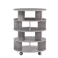4-Tier Round Pushable Shoe Cabinet on Wheels, Wooden Rotating Shoe Rack Tower for 16-20 pairs of shoes,360°Shoe Storage Organizer for Living Room,Porch, Cloakroom, Gray
