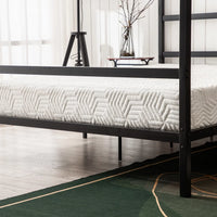 Metal Canopy Bed Frame King,Strong Bed Frame with Center Support Legs, 2 Horizontal Bar, Platform Bed Frame for Adults, Weight Capacity 661 Pounds