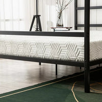 Metal Canopy Bed Frame King,Strong Bed Frame with Center Support Legs, 2 Horizontal Bar, Platform Bed Frame for Adults, Weight Capacity 661 Pounds