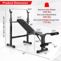 Weight Bench Set,Bench Press Set with Squat Rack,Workout Bench for Home Gym Full-Body Workout