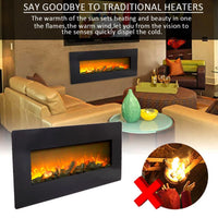 Electric Fireplace - 42 Inch Faux Fireplace with Flame Wall Hanging Installation - Remote Control Operated, Safe for Daily Use Wide Wall Mount Heater