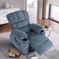 Power Lift Recliner Chair with Heat and Massage for Elderly,Modern Reclining Sofa Chair with USB,Side Pocket and 2 Cup Holders,Blue
