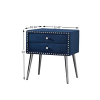 King Size Velvet Upholstered Bed Frame with Two Nightstands, Button Designed Headboard, Strong Wooden Slats, Metal Legs with Electroplate, No Box Spring Needed