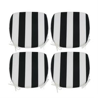 Outdoor Indoor Chair Cushions Set of 4, Thickened Seat Cushion Set with Straps, Decorative Chair Pads for Patio Furniture Garden Home Office Decoration, Black + White