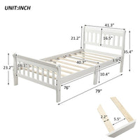 Platform Bed Frame, Twin Bed Frame, Platform Bed with Headboard and Footboard, Wood Slat Support, Six Legs, No Box Spring Needed, White