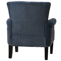 Upholstered Chairs, Polyester Armchair Club Chair with Rivet Tufted Scroll Arm, Tufted Accent Chair, for Bedroom and Living Room,Navy