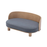 Modern Elevated Dog Cat Bed Pet Sofa with Solid Wood Legs and Bent Wood Back, Velvet Cushion, Sofa-Style Pet Beds for Small/Medium/Large Dogs & Cats, for Indoor, Dark Gray