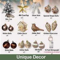 2ft Mini Christmas Tree, Tabletop Xmas Tree with Light, Decoration, Flocked Snow, Top Star, Christmas Decor & Xmas Ornaments for Home & Office, Brown