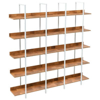 5 Tier Bookshelf, Tall Bookcase Shelf Storage Organizer, Vintage Industrial Book Shelf for Bedroom, Living Room and Home Office, Solid Wood Bookshelf, Metal Frame with MDF Board, Brown+White