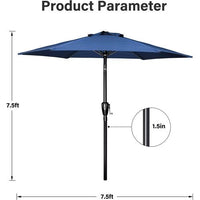 7.5 FT Patio Umbrella with Push Button Tilt & Crank,Outdoor Table Umbrella with 1.5" Aluminum Pole,Market Umbrella with 6 Durable Metal Ribs, Polyester Parasol for Patio,Garden,Deck,Backyard,Poolside