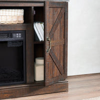 Farmhouse Classic Media TV Stand for TV up to 50",Antique Entertainment Center with 18" Electric Fireplace,Television Stands with Open and Closed Storage Space,Espresso
