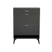 Shoe Cabinet, Shoe Storage Shelves Entry Table with 2 Flip Drawers & 1 Drawer, Slender Shoe Organizer Console Table Storage Cabinet for Entryway Bedroom Hallway, 31.49''L*9.44''W*43.30''H, Grey