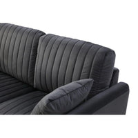 Mid-Century Velvet Sofa, Loveseat Accent Sofa with Golden Metal Legs, Channel Tufted Couch, for Living Room Bedroom Apartment Small Space Dorm, Black