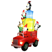 12FT Christmas Inflatable Outdoor Decoration, Christmas Inflatables Santa Claus Driving with Gift Decoration and 12 Lights, Blow Up Yard Decorations for Holiday Decoration
