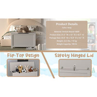 Kids Wooden Toy Box,Toy Storage Box,Wide Toy Storage Organizer,Toy Chest with Safety Hinged Lid for Kids,Children's Furniture Large Trunk for Boys and Girls,Antique Gray